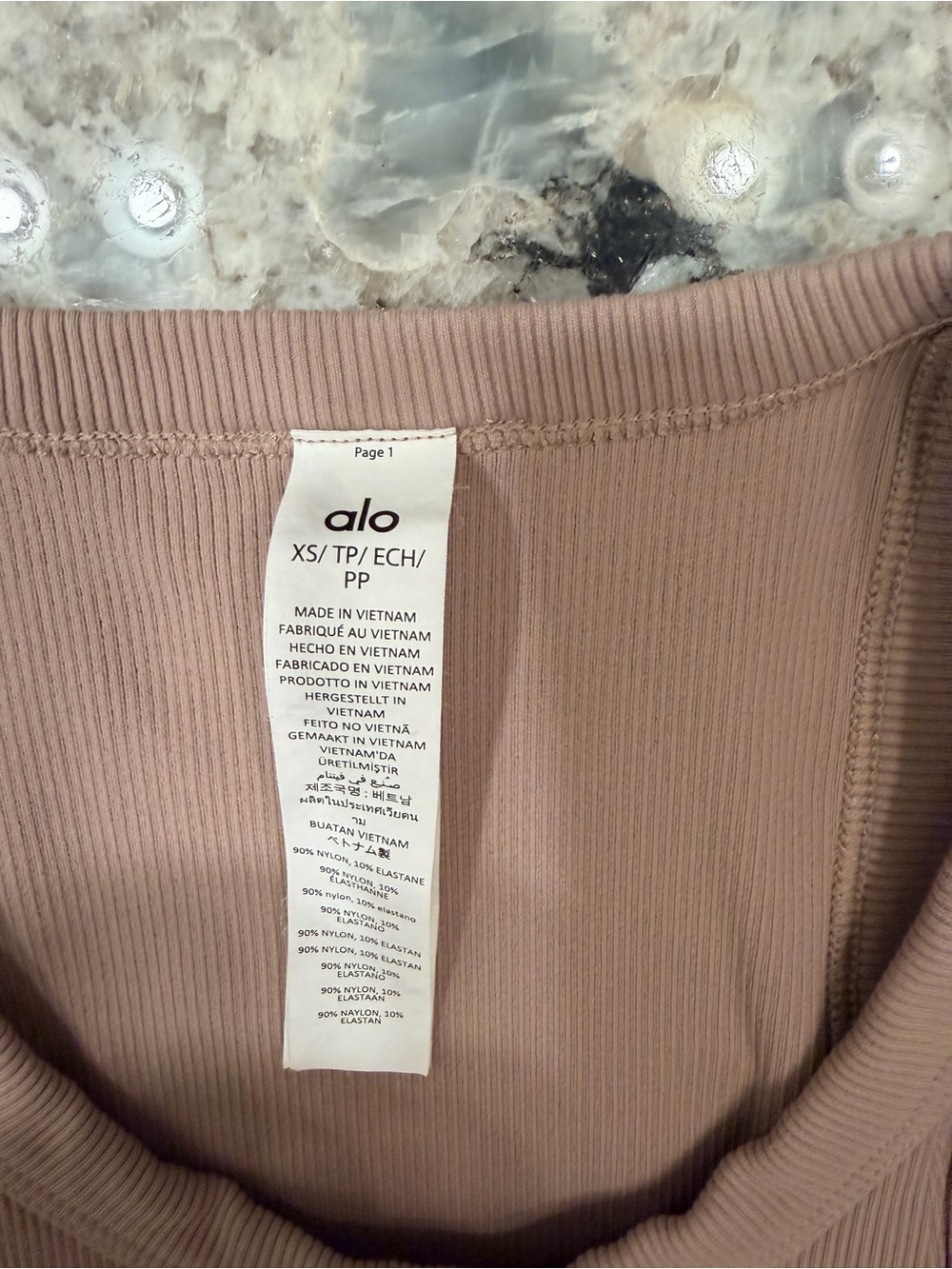 ALO Yoga Ribbed Goddess Ribbed Go-To Taupe Tank - Picture 2 of 3